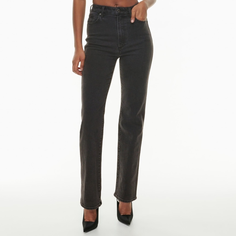 Denim Forum Women's Straight Leg Jeans — Black Wash